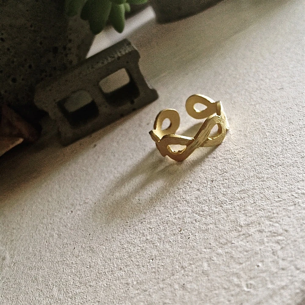 Infinity Matte Gold Plated Ring