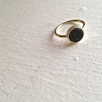 Bague Druzy Plaquée Or Tenerife Noir