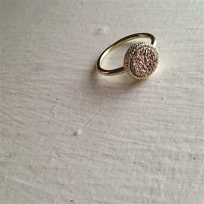 Anillo Druzy Bañado En Oro Tenerife