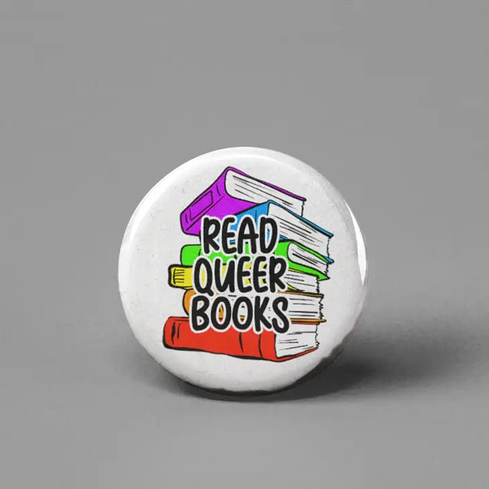 Read Queer Books Rainbow Button