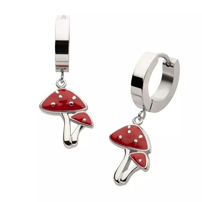 Red Mushroom Dangle Huggies