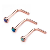 20g Rose Gold PVD L-Shape With 2mm Opal