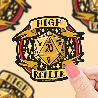 Pegatina de vinilo poliedro High Roller Dice D20