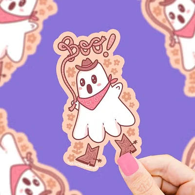 Western Ghost Cowboy Boo Sticker