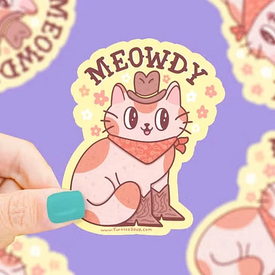 Meowdy Western Cowboy Cat Sticker.