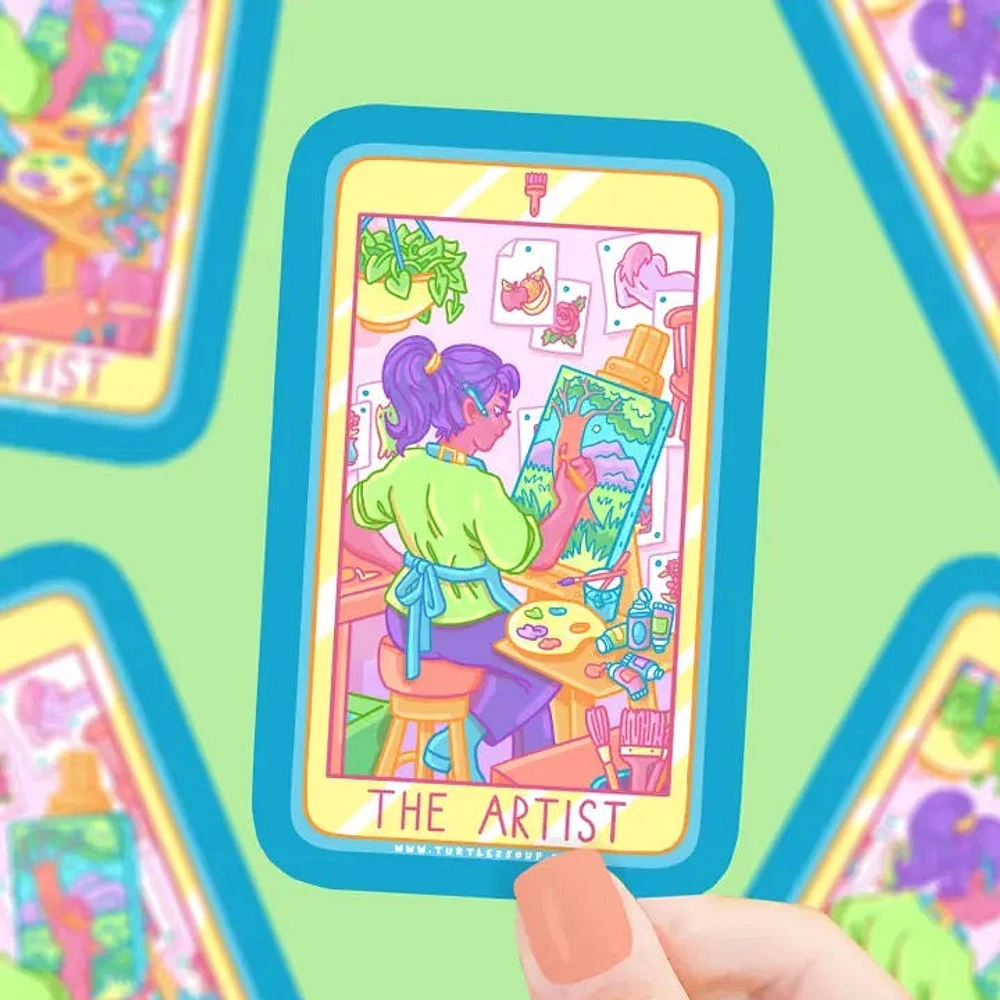 La pegatina de vinilo de la carta del tarot del artista