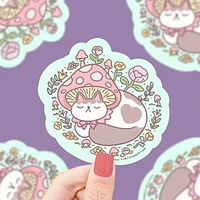 Mushroom Cap Kitty Sticker