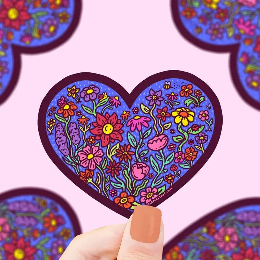 Spring Flowers Floral Heart Sticker