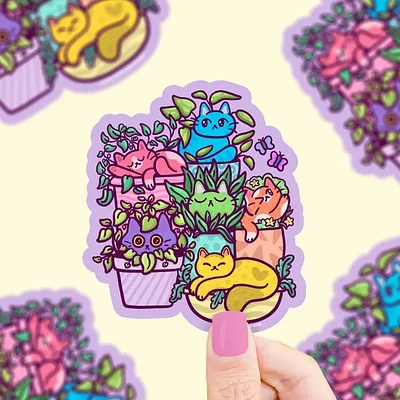 Cat Planter Vinyl Sticker