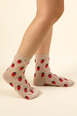 Strawberry Print Ankle Socks