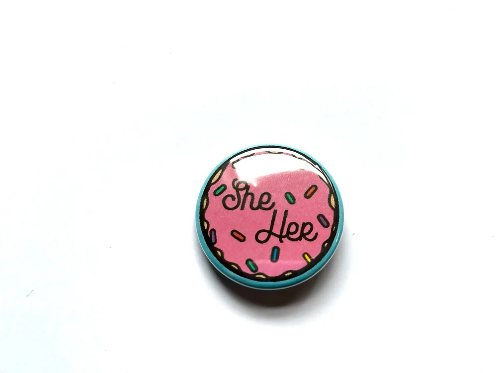 She/Her Donut Pronoun Pin