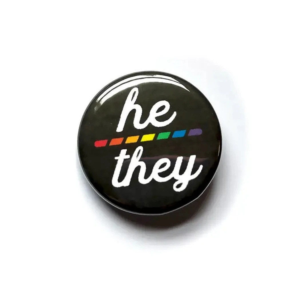 She/They Rainbow Pronoun Pin