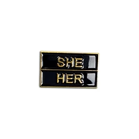 She/Her Black Gold Pronoun Pin