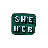 She/Her Green Pronoun Pin