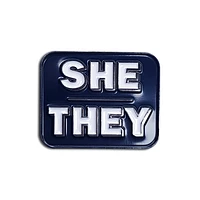 She/They Navy Pronoun Pin