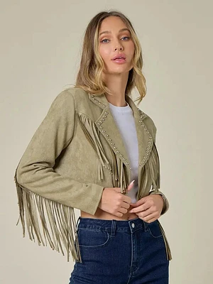 Suede Fringe Stud Jacket