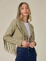 Veste cloutée à franges en daim