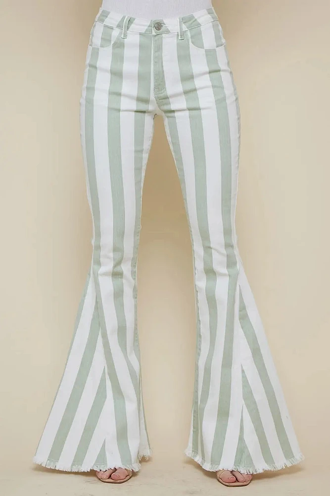 Striped Bell Bottom Jeans