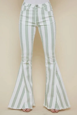 Striped Bell Bottom Jeans