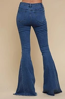 Fringed Bell Bottom Denim Midtone Blue