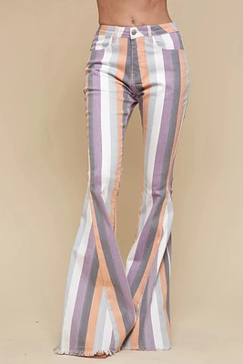 Multi Striped Denim Lavender Pants