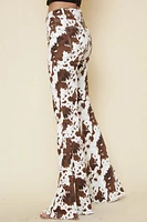 Ivory Brown Cow Print Flares