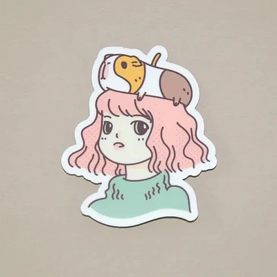 Guinea Pig Lady Vinyl Sticker