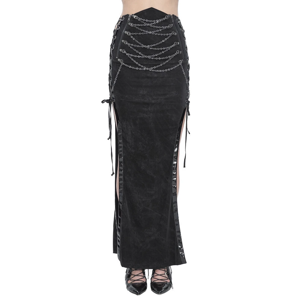 Chain Maxi Skirt With Side Slits