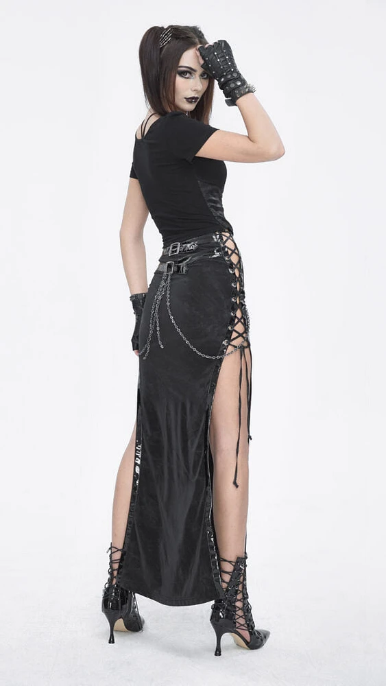 Chain Maxi Skirt With Side Slits