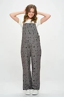 Muli Cat Print Cotton Jumpsuit Grey