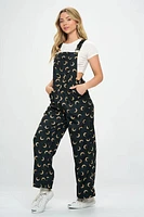 Half Moon Print Corduroy Overall