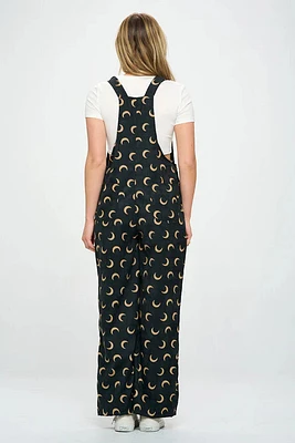 Half Moon Print Corduroy Overall