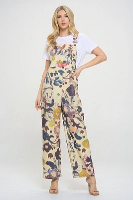 Floral & Bird Print Overall