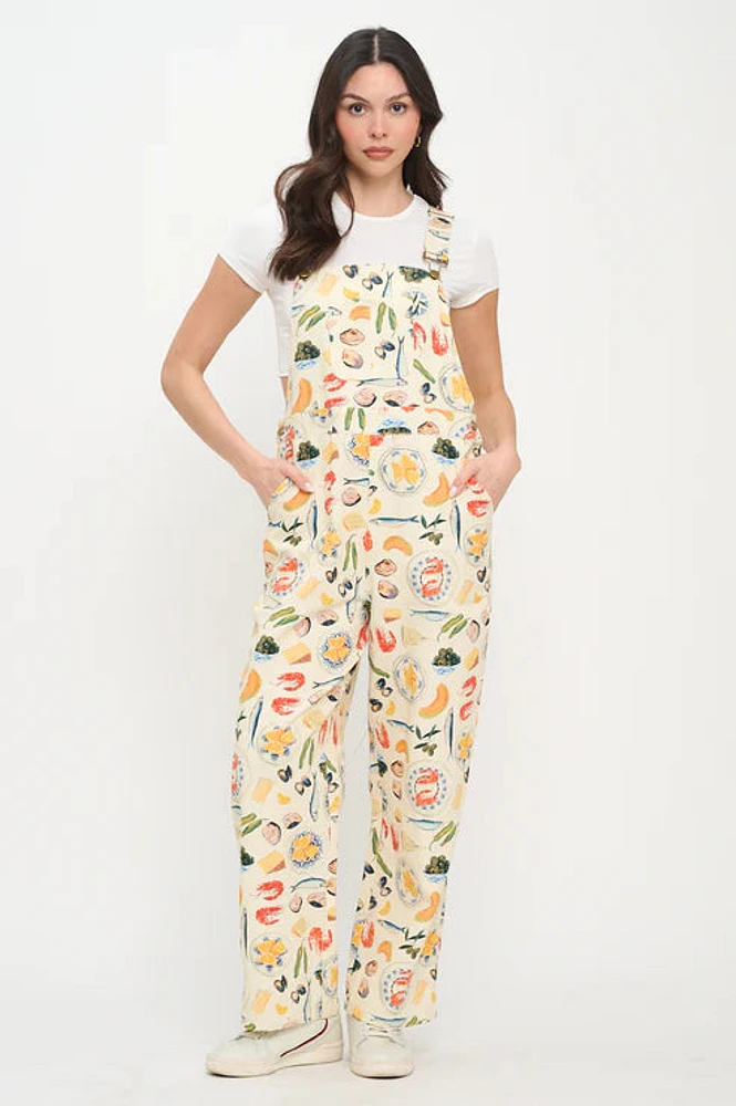 Mediterranean Delights Print Overalls