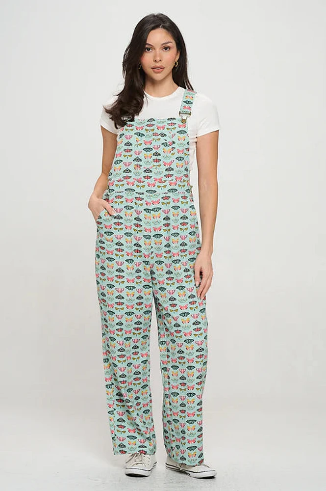 Floral Butterfly Print Overalls