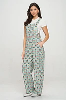 Floral Butterfly Print Overalls