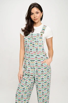 Floral Butterfly Print Overalls