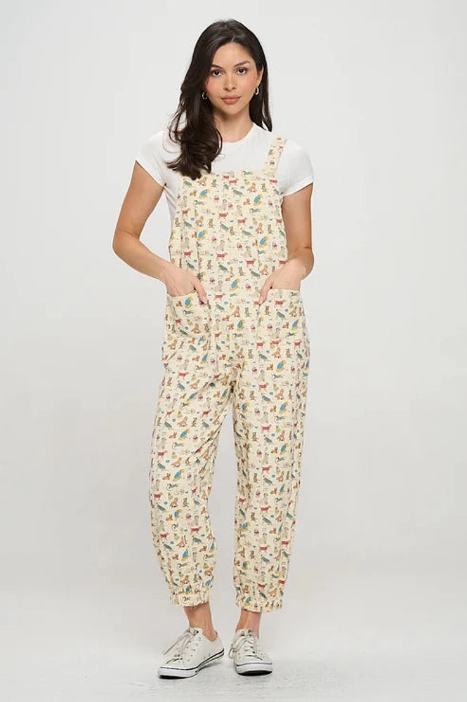 Dogs On Vacation Print Overalls
