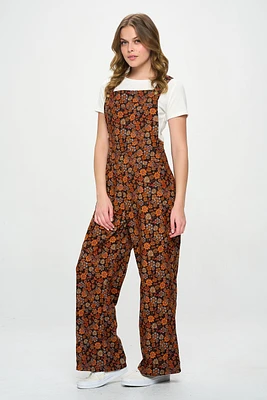 Floral Corduroy Overalls