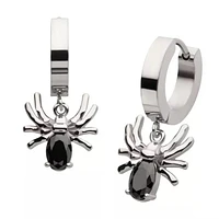 Spider Prong Black Gem Dangle Huggies