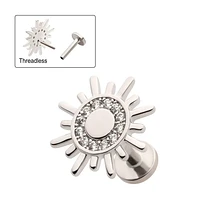 Spikey Sun Pave CZ Threadless Labret