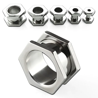 Hexagon Flat Front Machinehead 8g - 2g