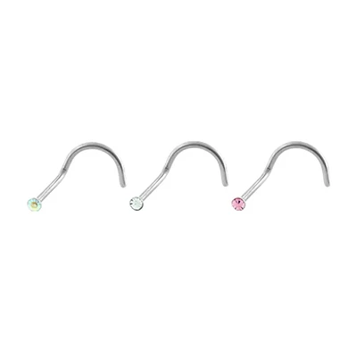 22g Bezel Set 1.5mm Gem Screw Nose Stud