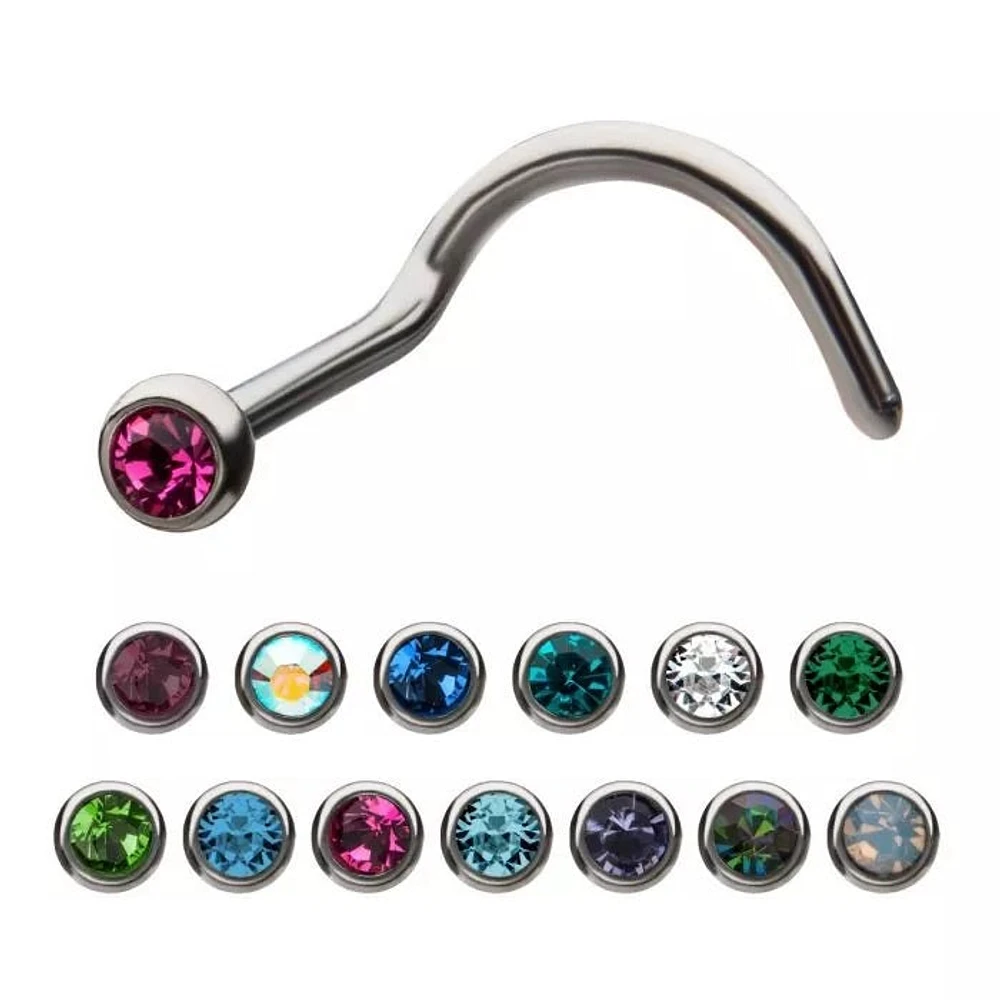 19g Bezel Set 2mm Gem Nose Screw