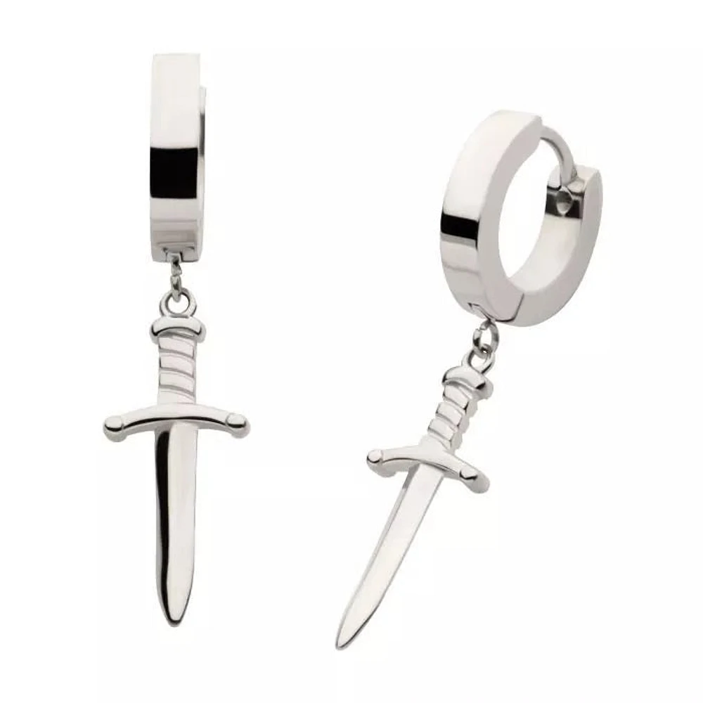 Dagger Steel Dangle Huggies