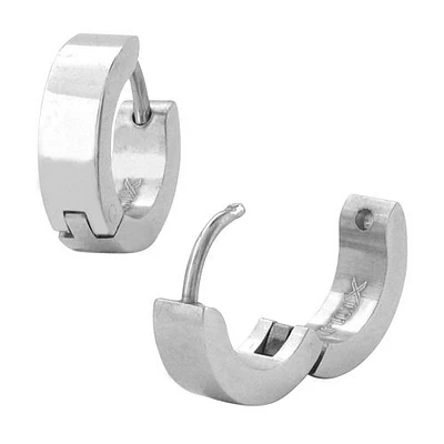 Steel Plain Huggies Earrings 4mm