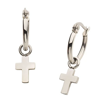 SS Cross Dangle Huggie