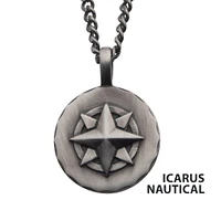 Gunmetal IP Engravable Compass Pendant w/ Chain 22"