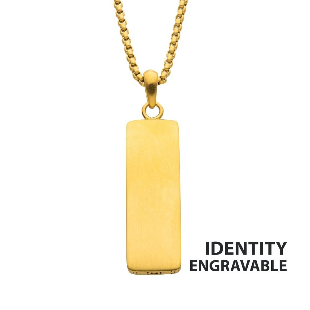 Engravable Drop Pendant 18kt Gold IP 22" Chain