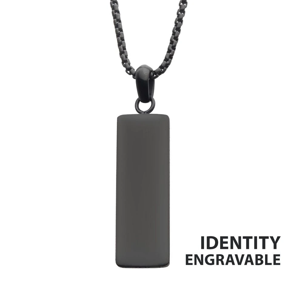 Black Engravable 45mm Drop Necklace 22" Chain